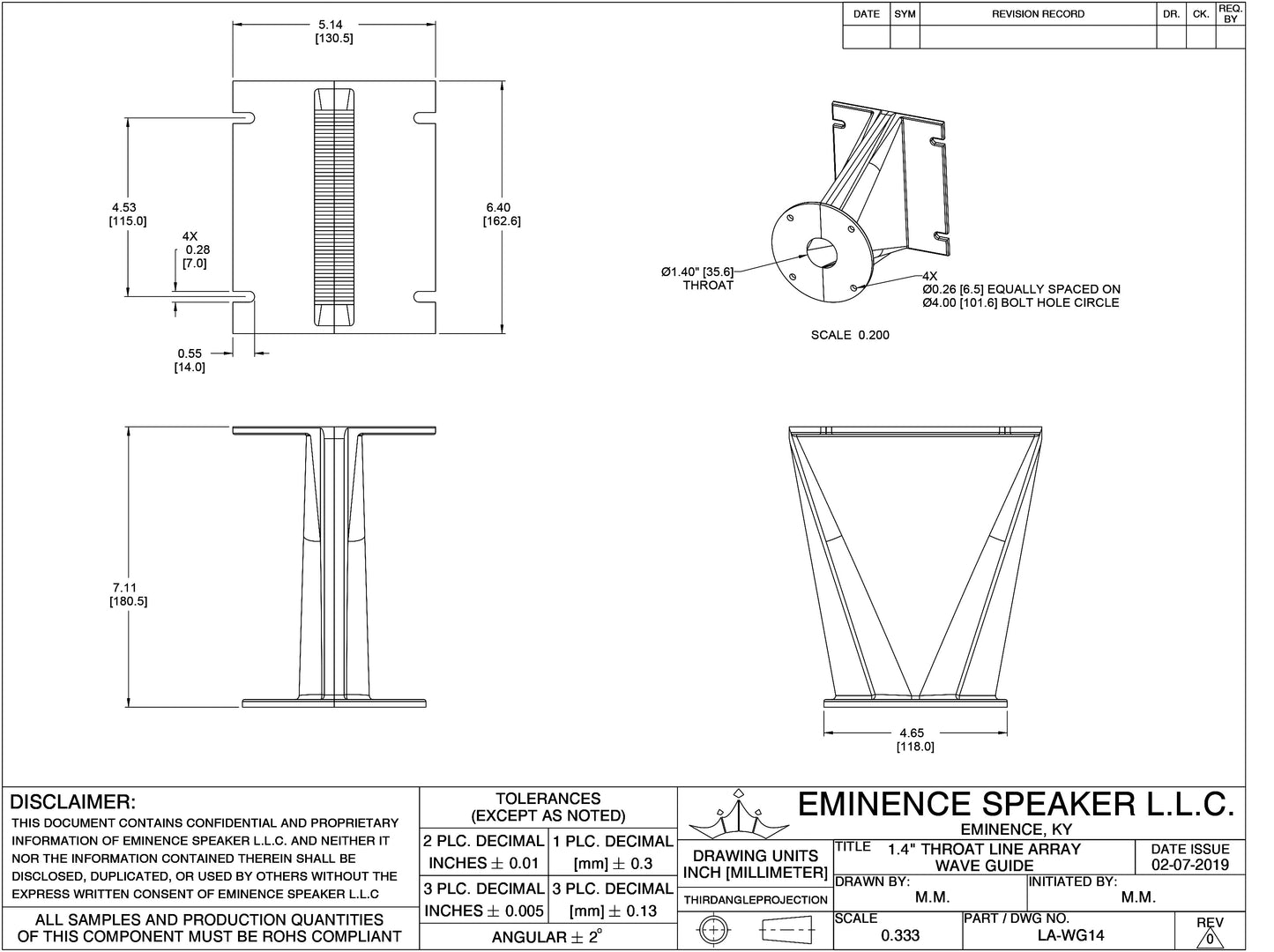 LA-WG14 1.4" Line Array Waveguide