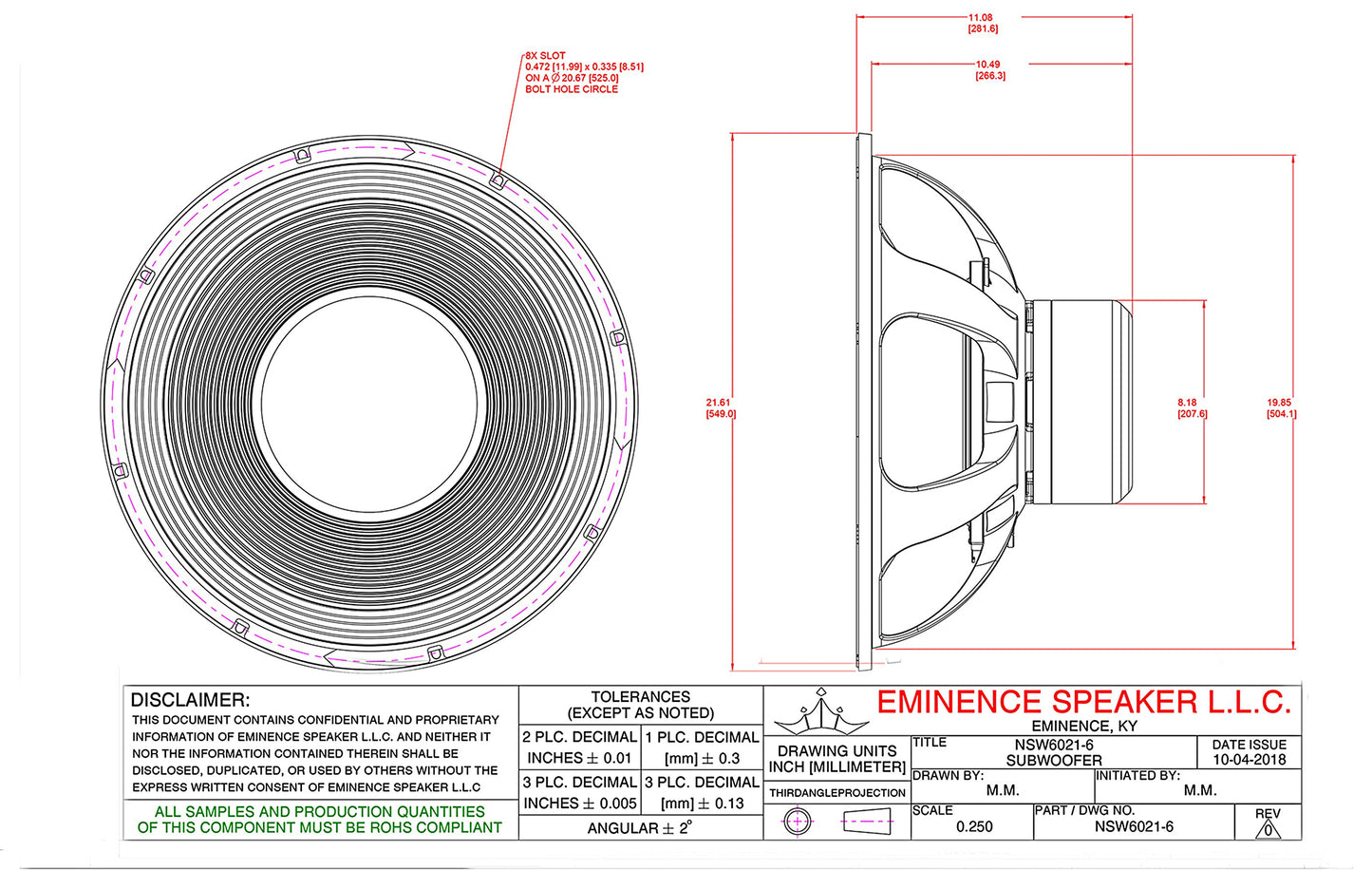 21 inch Eminence Tour Grade Replacement Speaker Eminence Speaker CAD Drawing